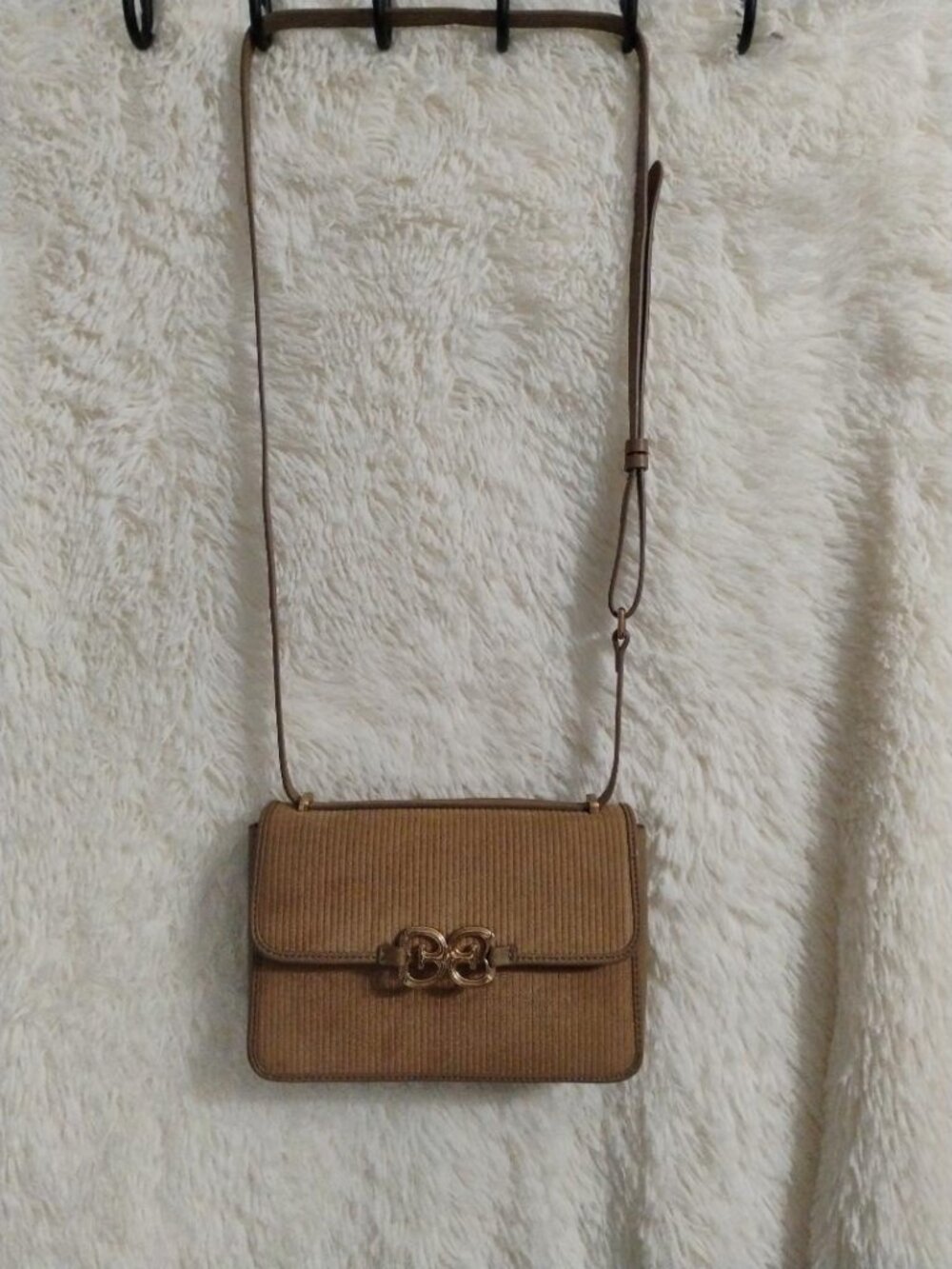 Sam Edelman Tan Corduroy Crossbody with Gold Hardware